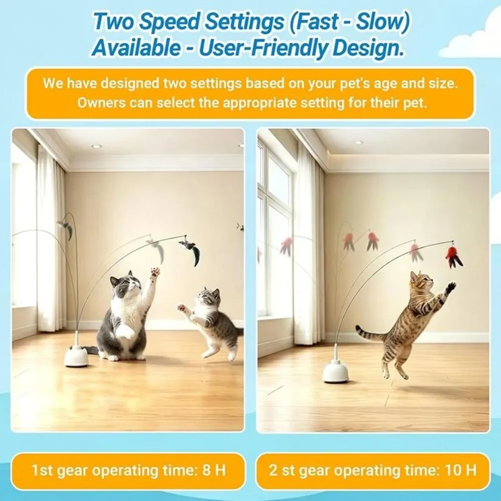 Interactive Cat Toys for Indoor Cats Toy Wand 360° Flying Bird Cat Toy